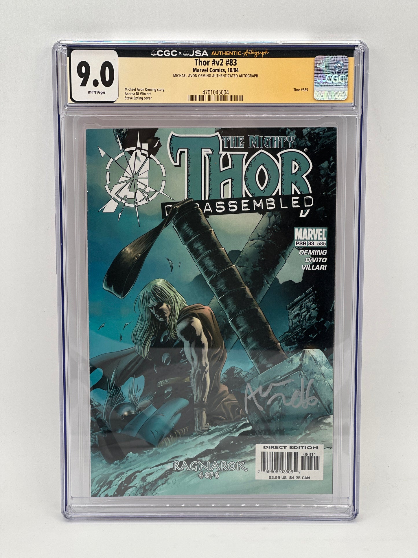 Thor #83 Signed by Michael Avon Oeming CGC 9.0