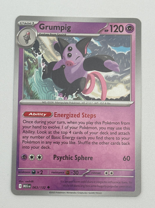 Pokémon Trading Card Game Mega Evolution MEG 063/132 Grumpig Base Card