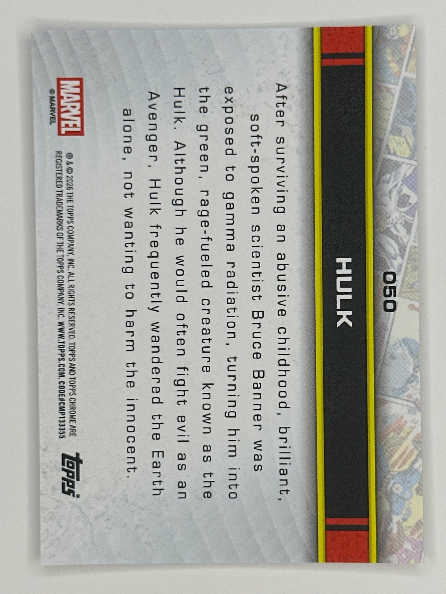 2026 Topps Marvel Chrome 050 Hulk Base Card