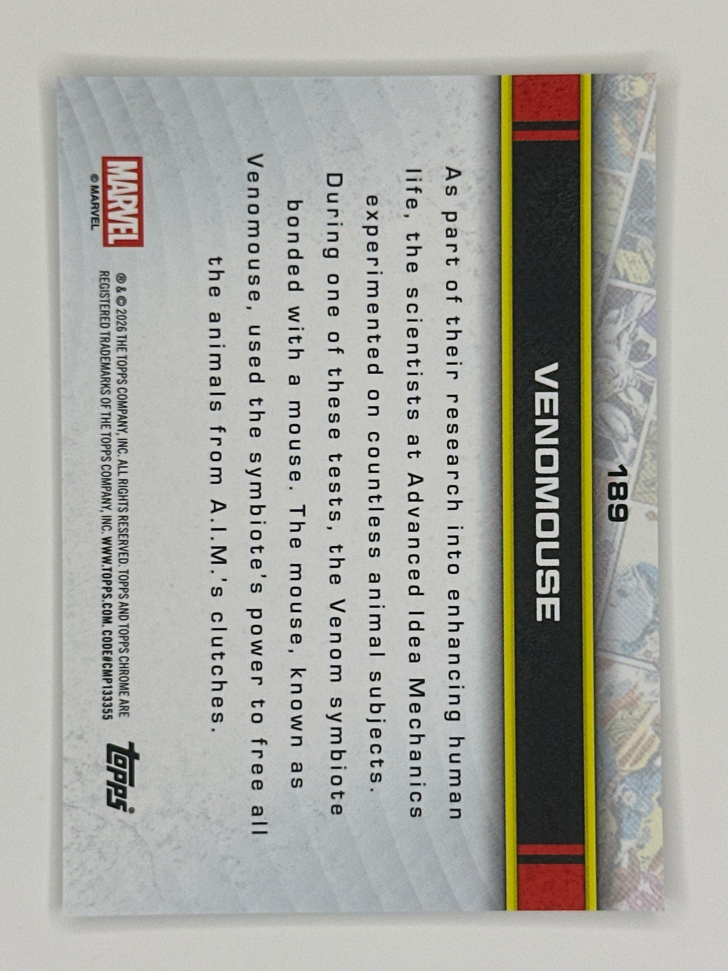 2026 Topps Marvel Chrome 189 Venomouse Base Card