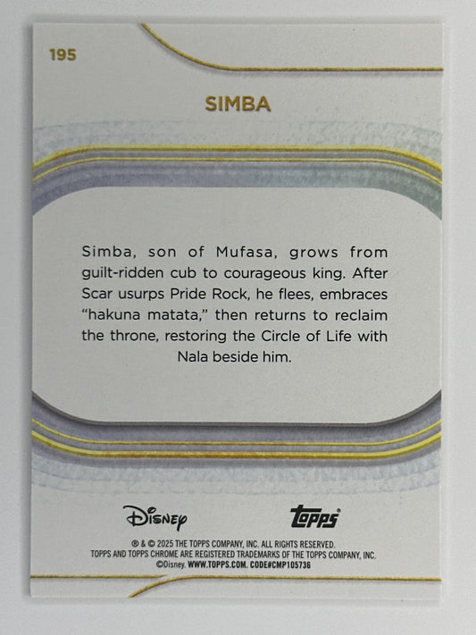 2025 Topps Disney Chrome 195 Simba Base Card