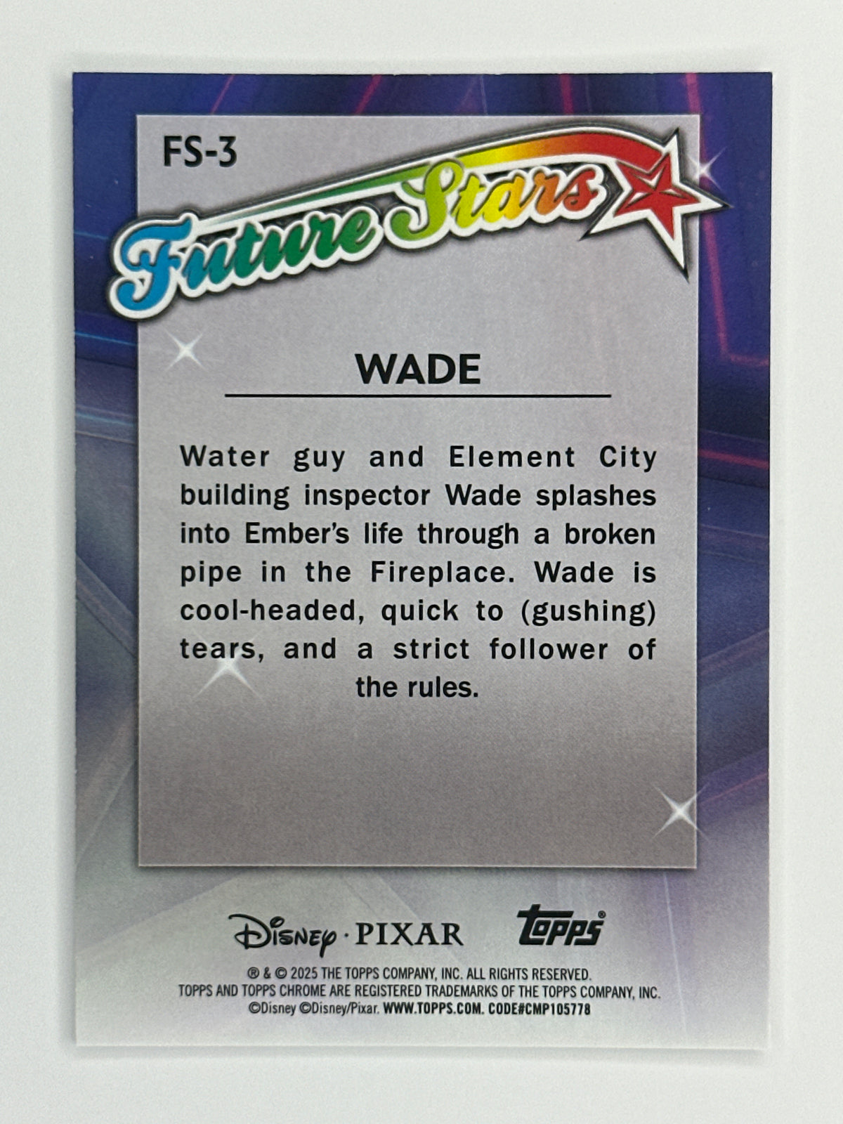2025 Topps Disney Chrome FS-3 Wade Future Stars Refractor Card