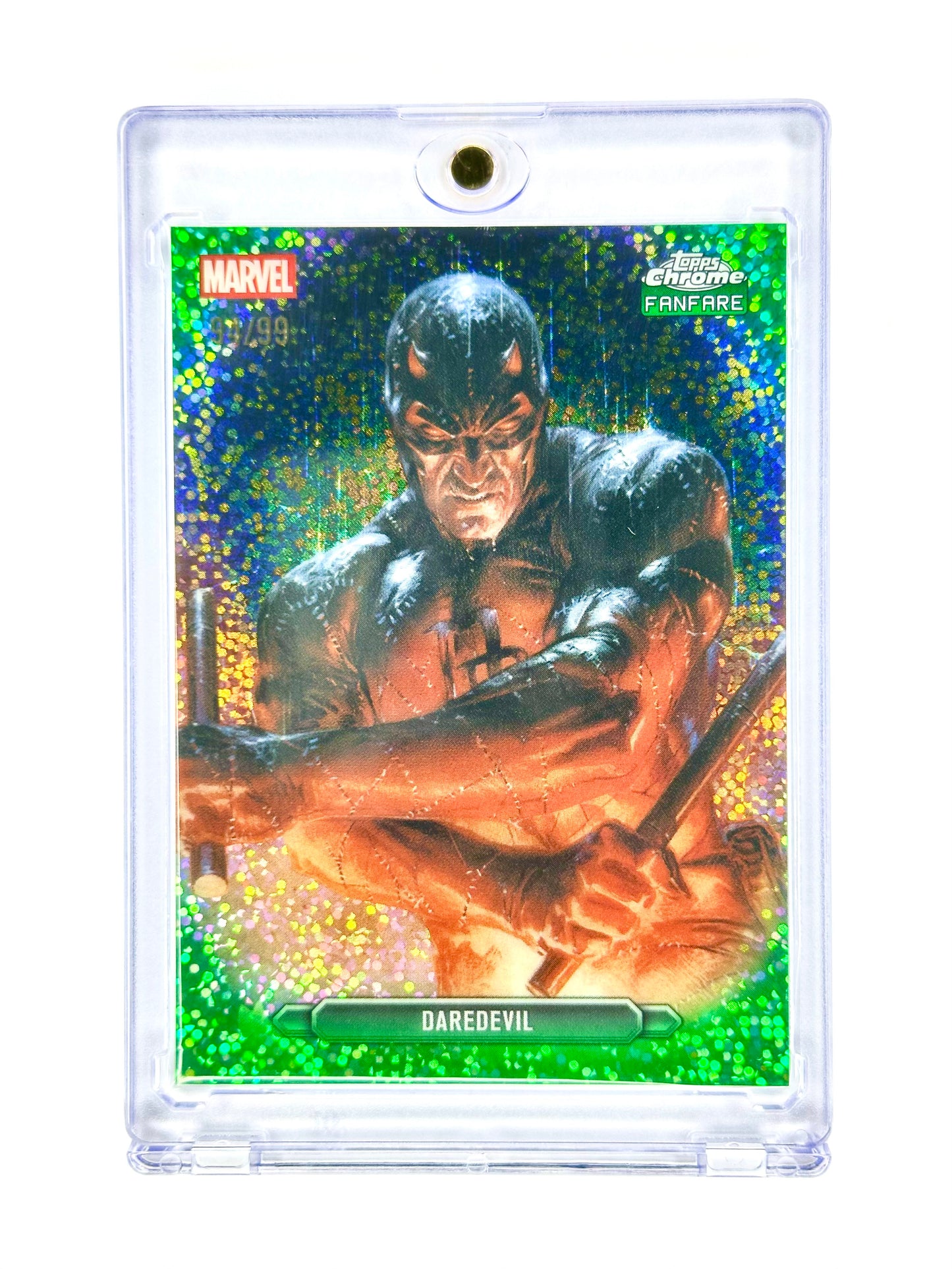 2026 Topps Marvel Chrome FF-11 Daredevil Fanfare Green Speckle Refractor Card #94/99