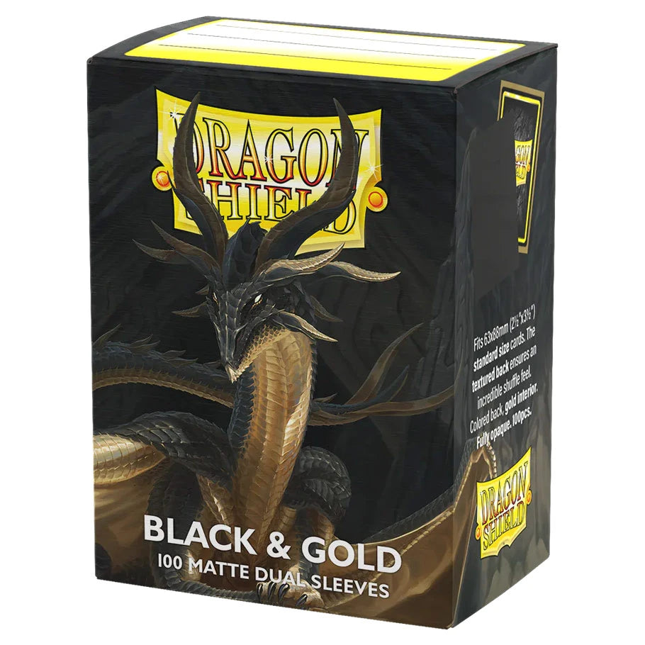 Dragon Shield Dual Matte Sleeves – Black & Gold – 100 Count