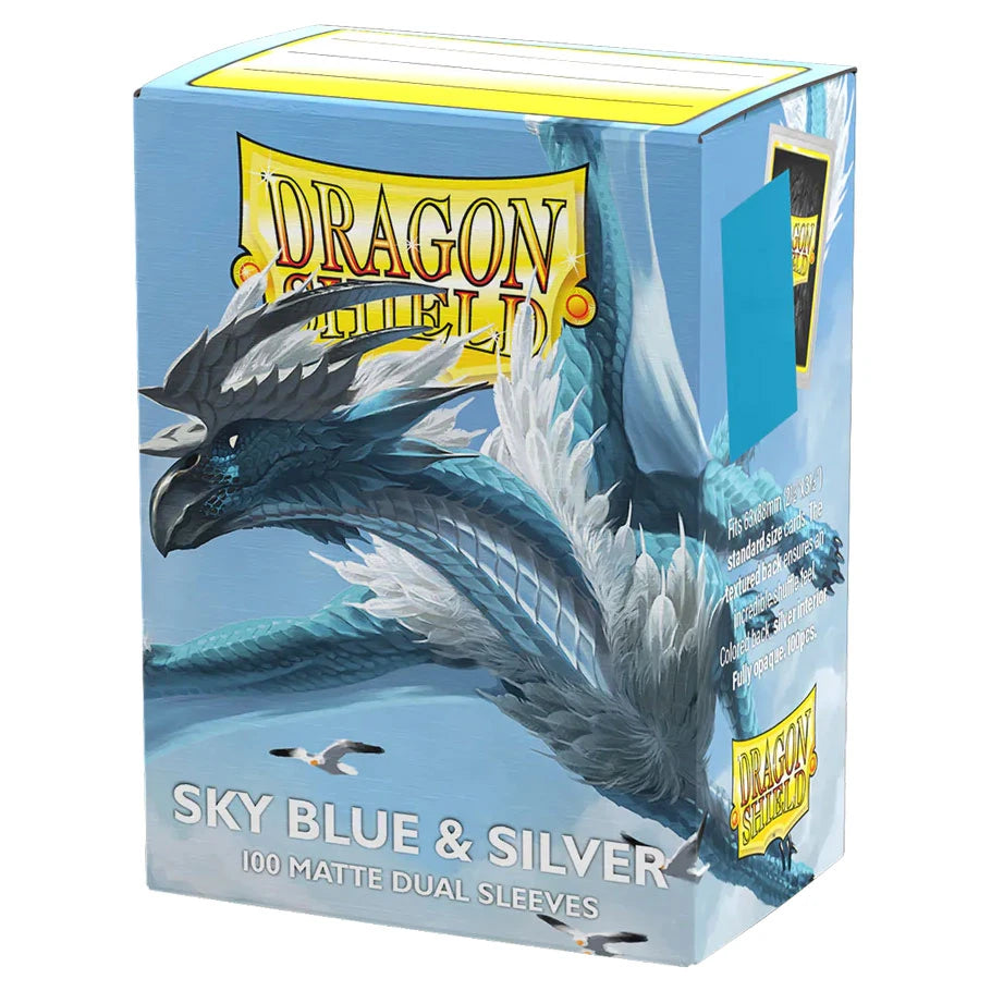Dragon Shield Dual Matte Sleeves – Sky Blue & Silver – 100 Count