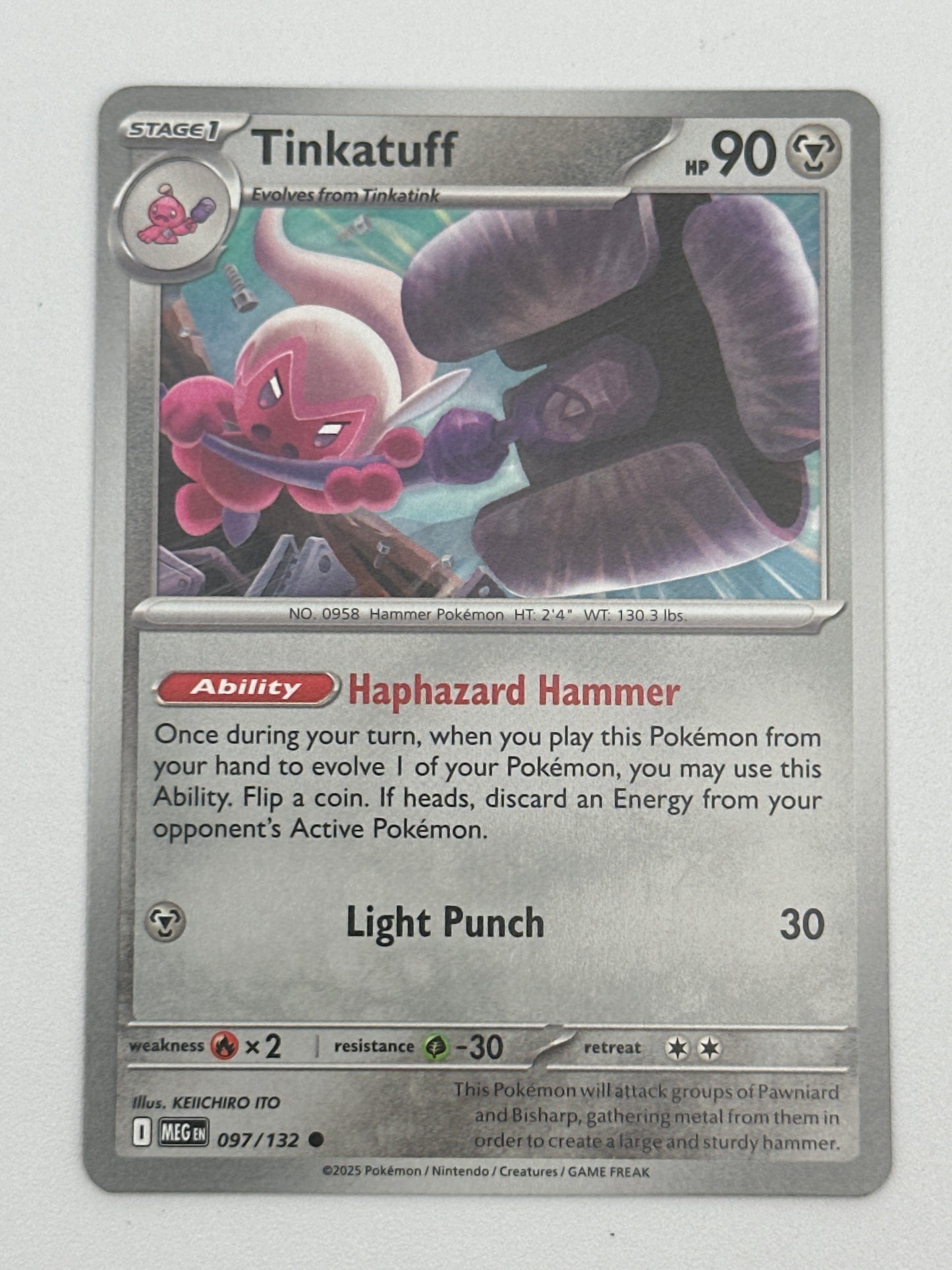 Pokémon Trading Card Game Mega Evolution MEG 097/132 Tinkatuff Base Card