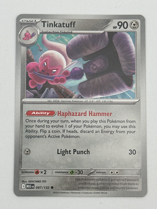 Pokémon Trading Card Game Mega Evolution MEG 097/132 Tinkatuff Base Card