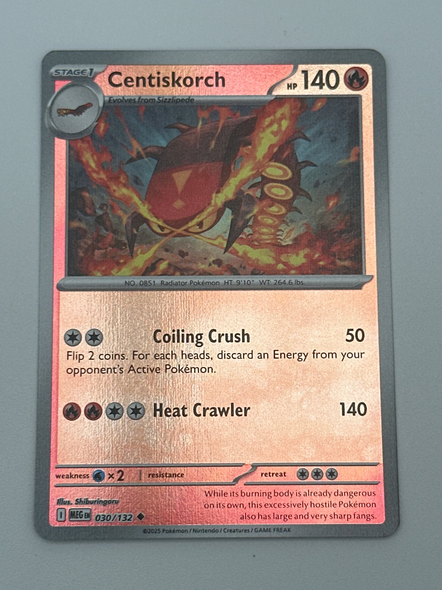 Pokémon Trading Card Game Mega Evolution MEG 030/132 Centiskorch Reverse Holo Card