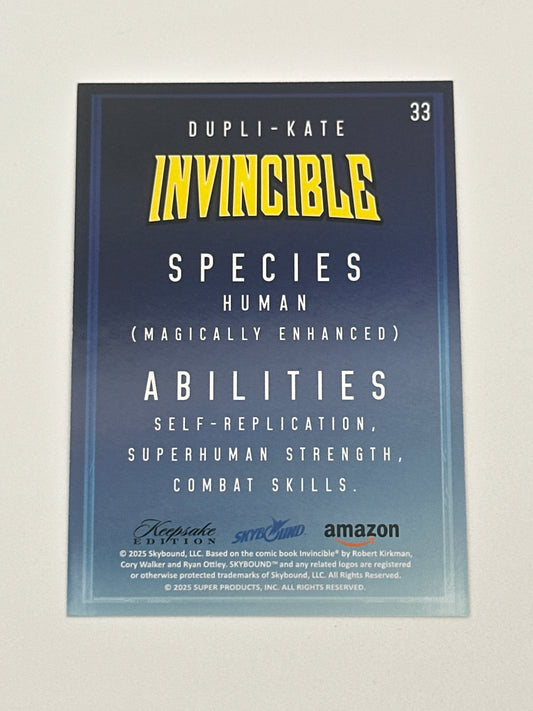 2025 Invincible Season 1 Keepsake Trading Card #033 Dupli-Kate Base Card
