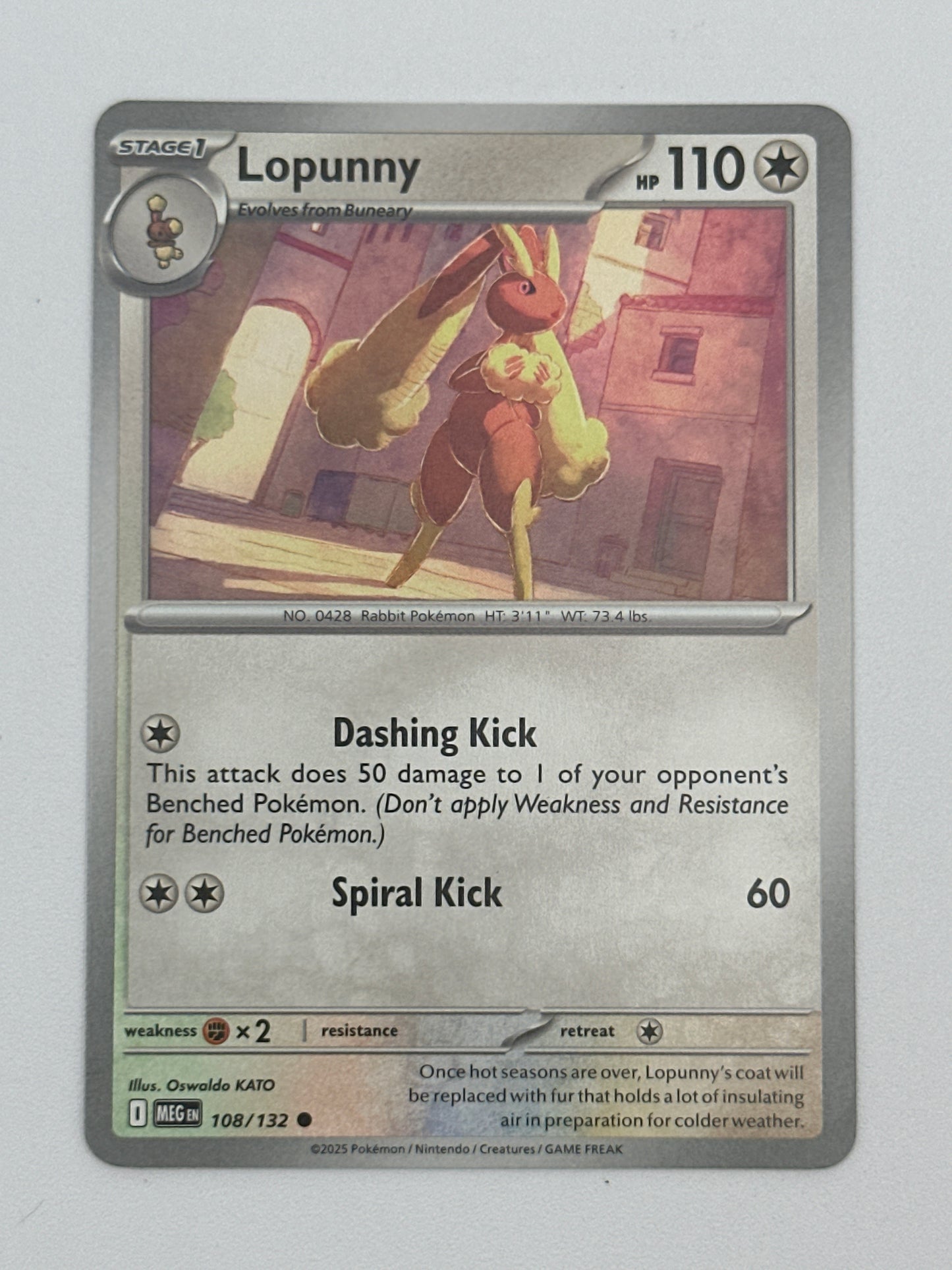 Pokémon Trading Card Game Mega Evolution MEG 108/132 Lopunny Base Card