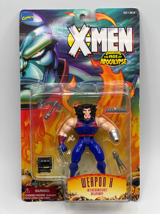 X-Men Age of Apocalypse Weapon X Wolverine with Interchangeable Weapons Toy Biz Action Figure – 1995 Sealed