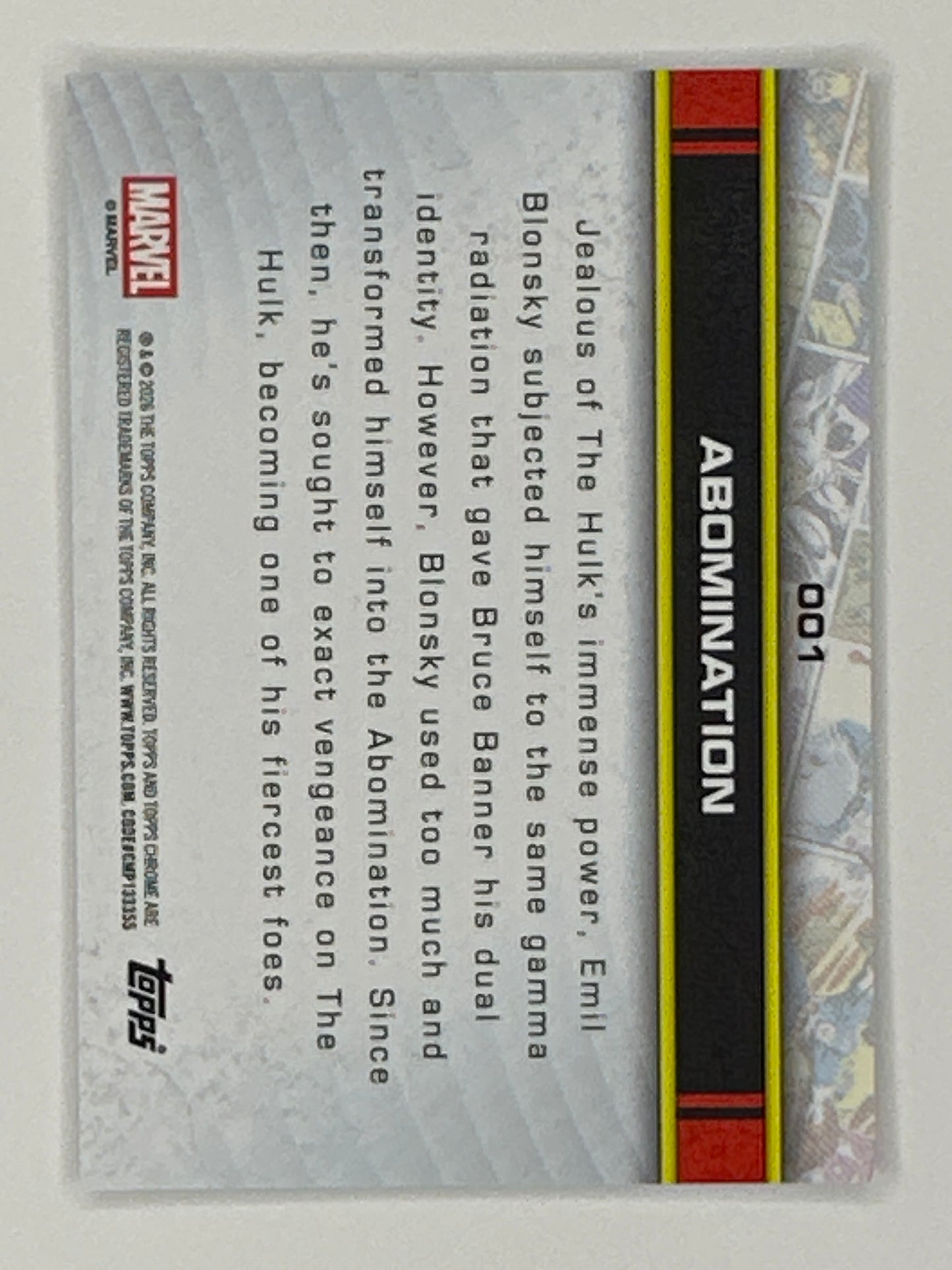 2026 Topps Marvel Chrome 001 Abomination Base Card