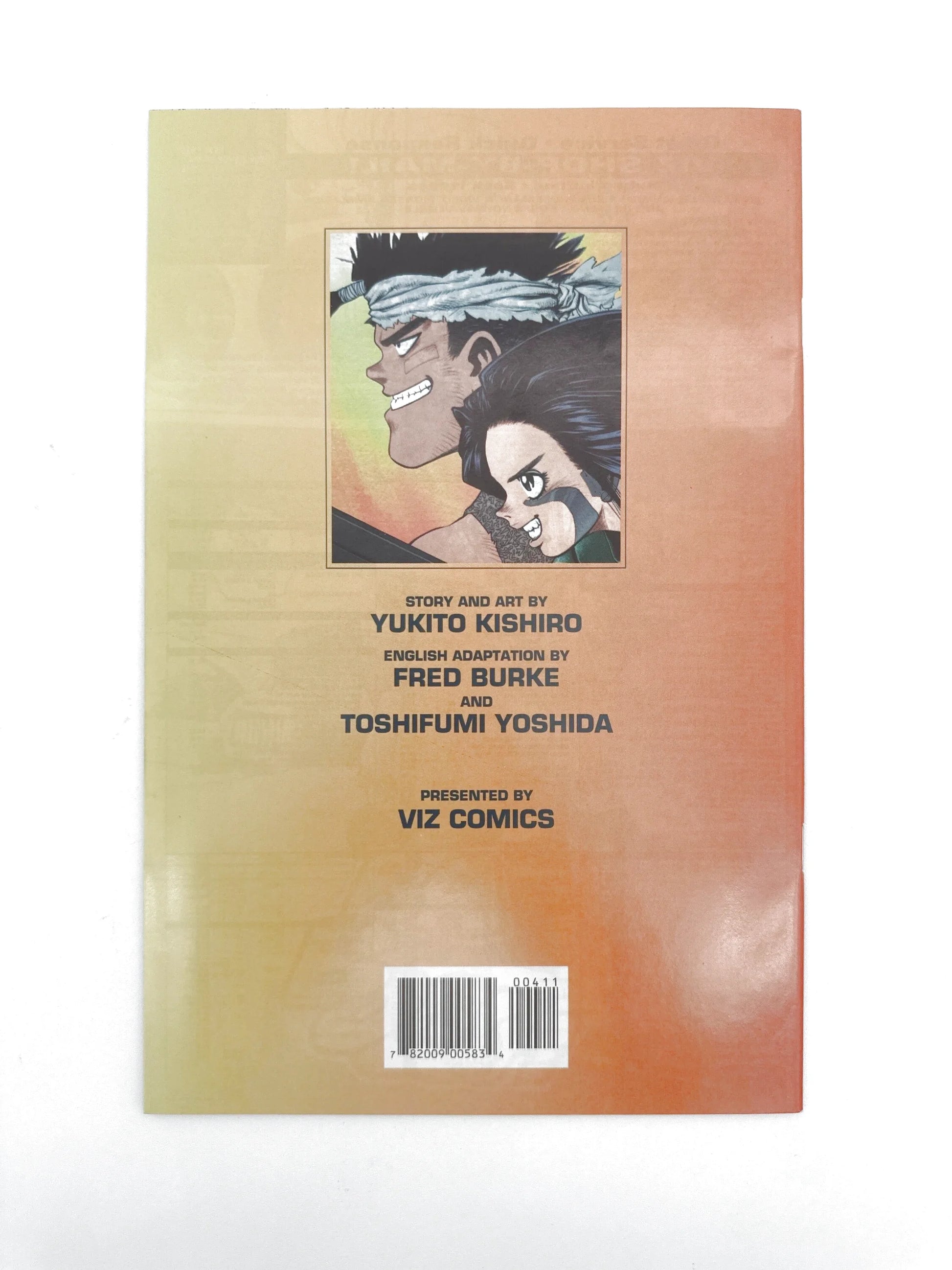 Manga comic book with a dynamic illustration of two characters