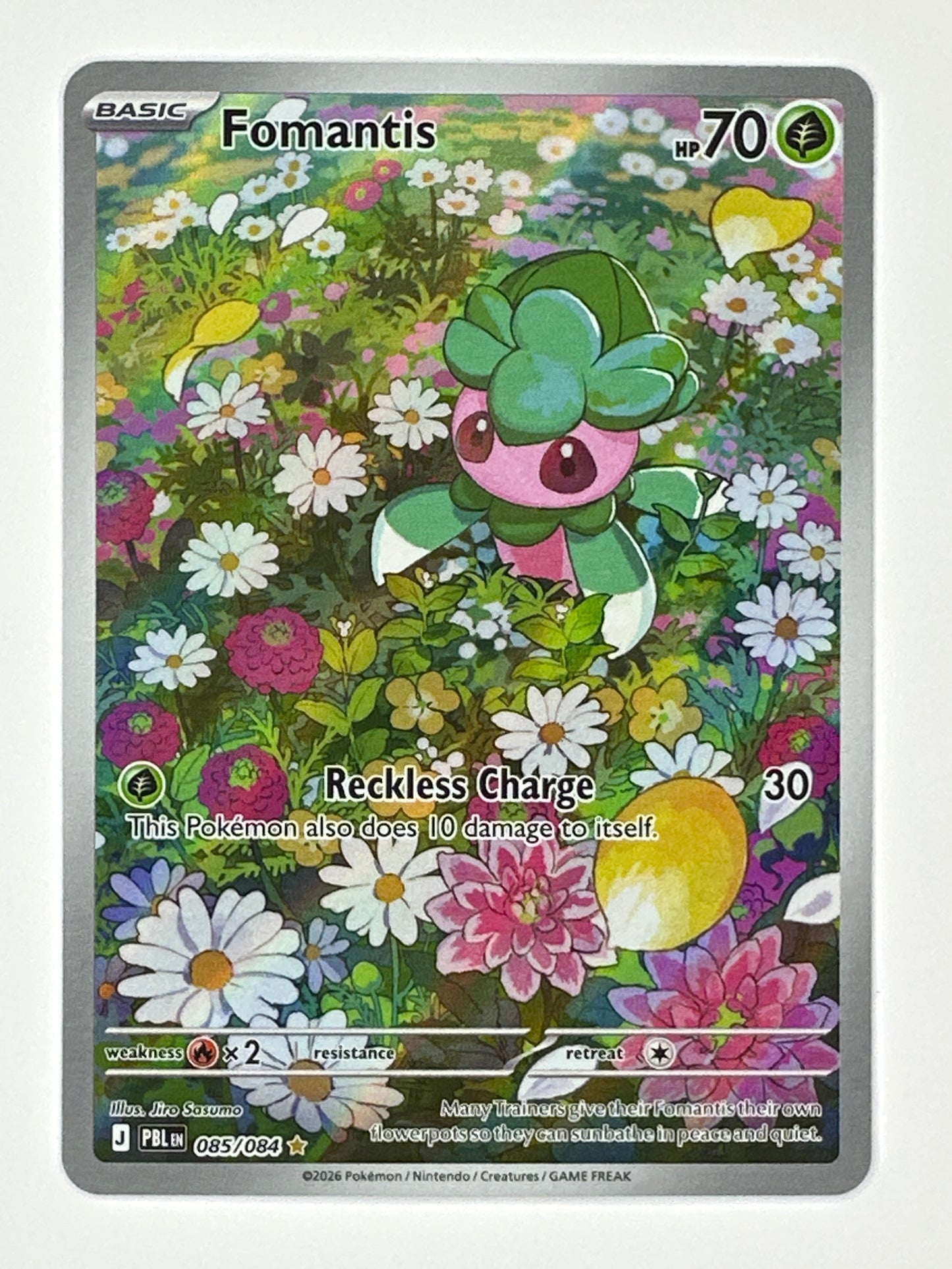 Pokémon Trading Card Game Mega Evolution Pitch Black PBL 085/084 Fomantis Illustration Rare Holo Card