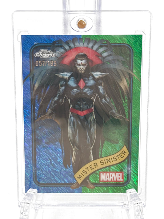2025 Topps Marvel Chrome #155 Mister Sinister Blue & Green Shimmer Refractor 057/199