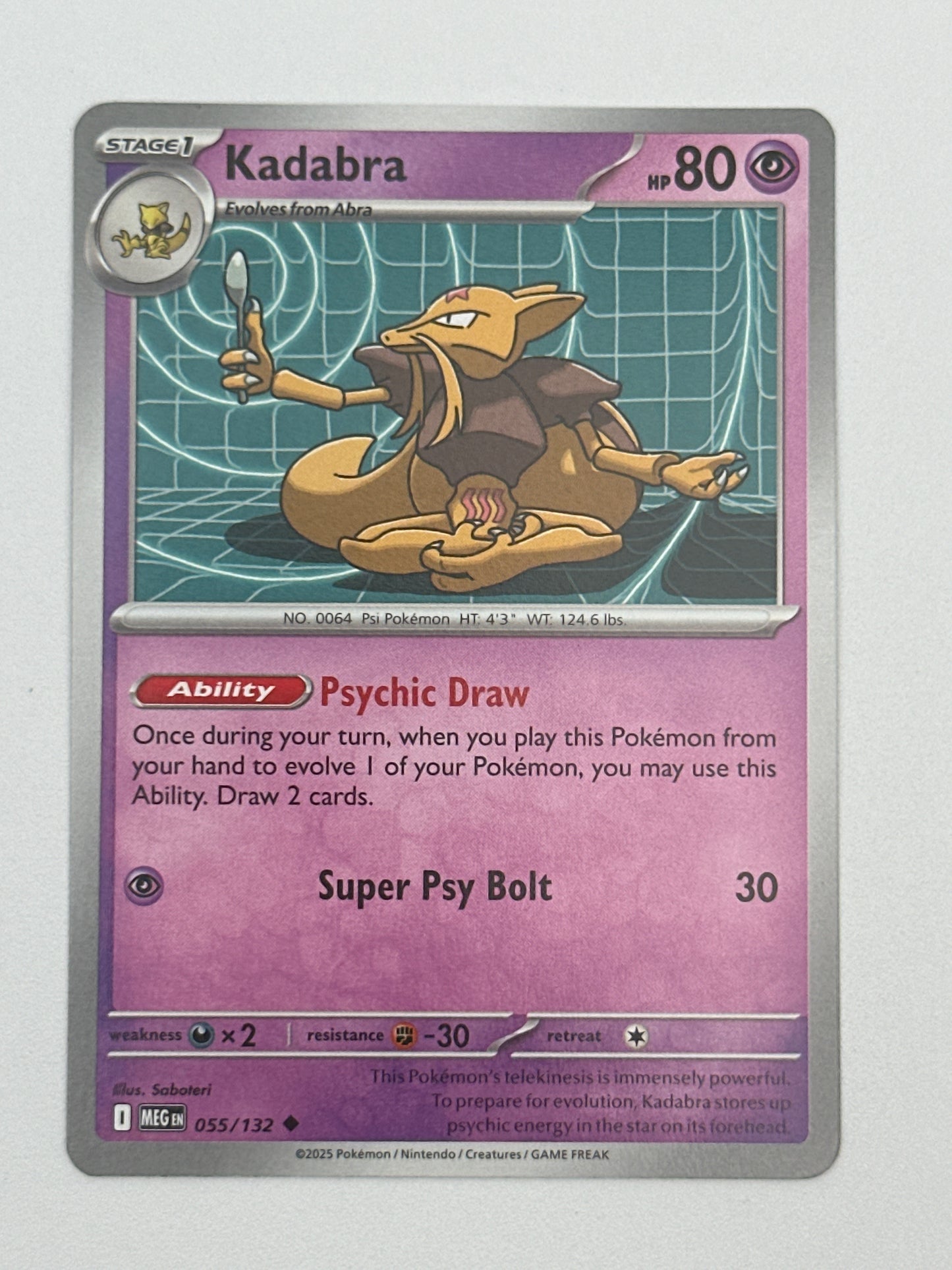 Pokémon Trading Card Game Mega Evolution MEG 055/132 Kadabra Base Card
