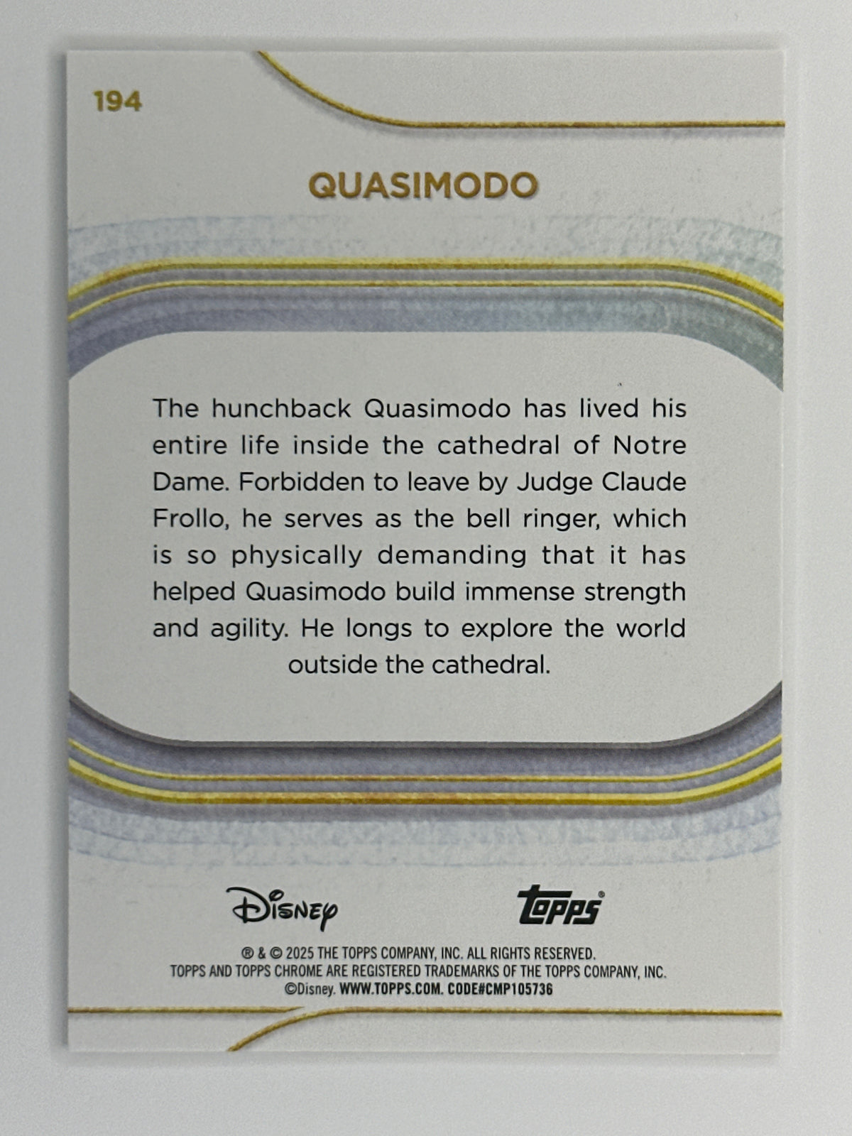 2025 Topps Disney Chrome 194 Quasimodo Base Card