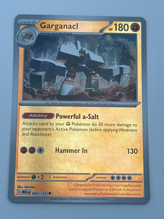 Pokémon Trading Card Game Mega Evolution MEG 084/132 Garganacl Reverse Holo Card