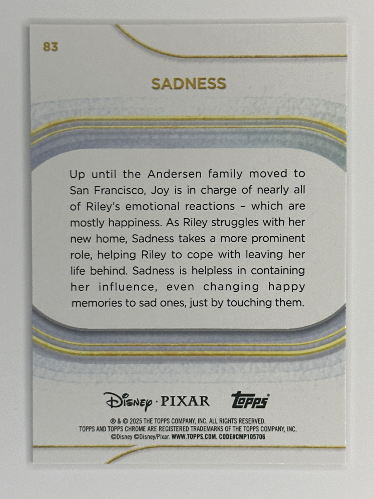 2025 Topps Disney Chrome 083 Sadness Base Card