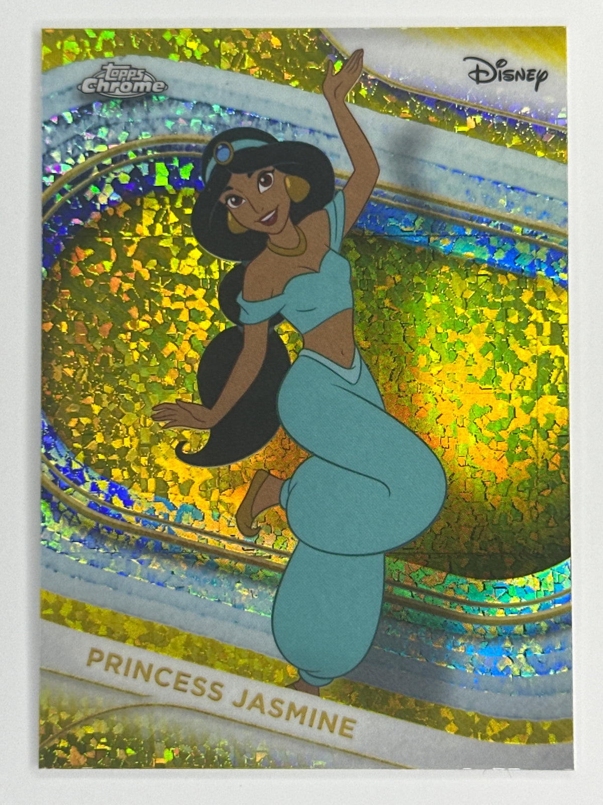 2025 Topps Disney Chrome 185 Princess Jasmine Yellow Mini-Diamonds Refractor Card