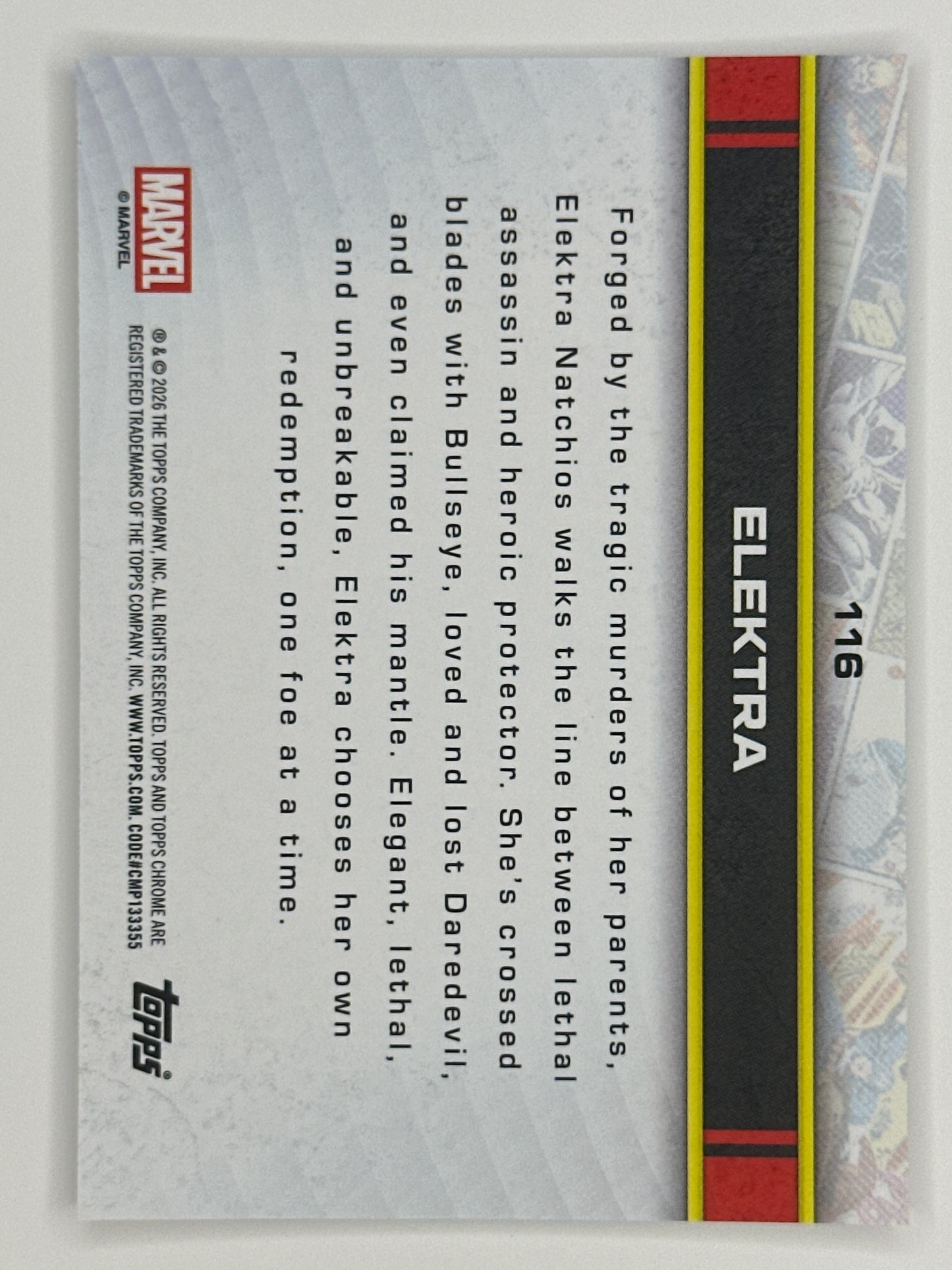 2026 Topps Marvel Chrome 116 Elektra Base Card