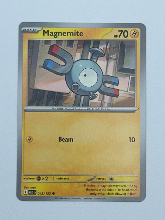 Pokémon Trading Card Game Mega Evolution MEG 045/132 Magnemite Base Card