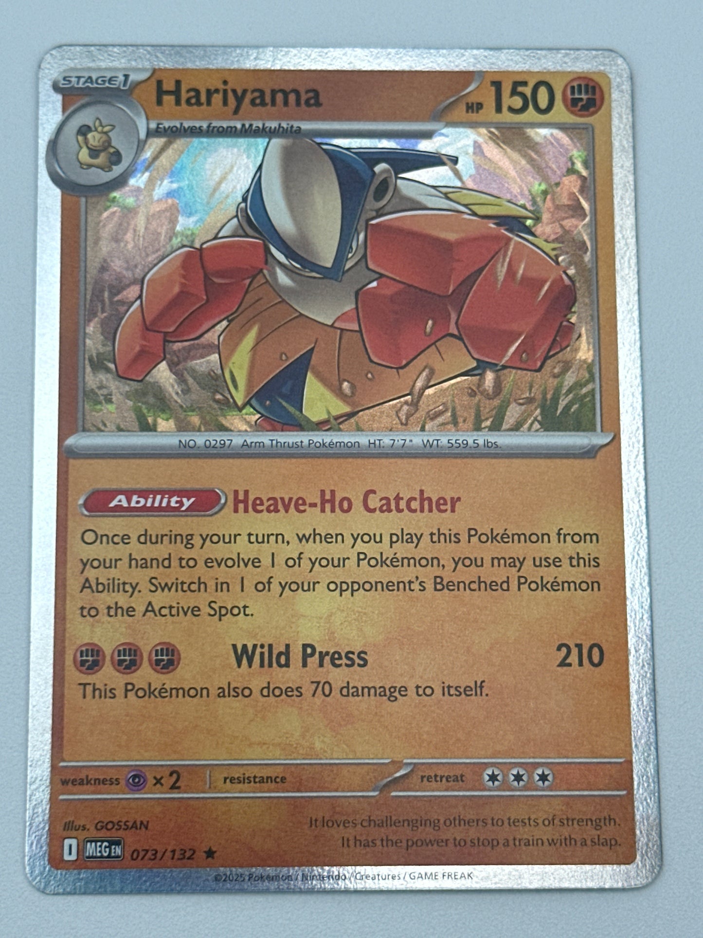 Pokémon Trading Card Game Mega Evolution MEG 073/132 Hariyama Holo Card