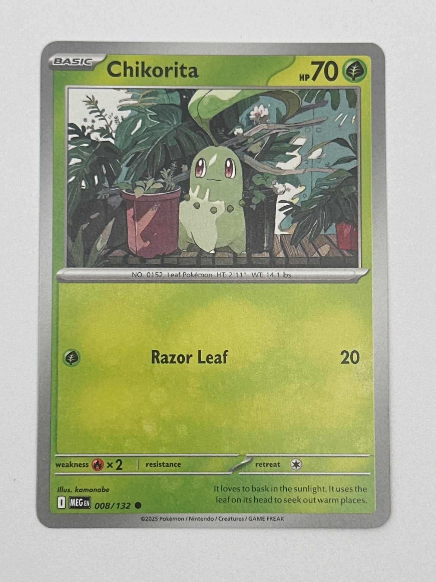 Pokémon Trading Card Game Mega Evolution MEG 008/132 Chikorita Base Card