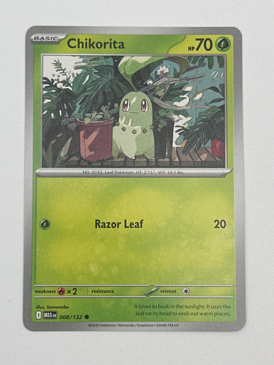 Pokémon Trading Card Game Mega Evolution MEG 008/132 Chikorita Base Card