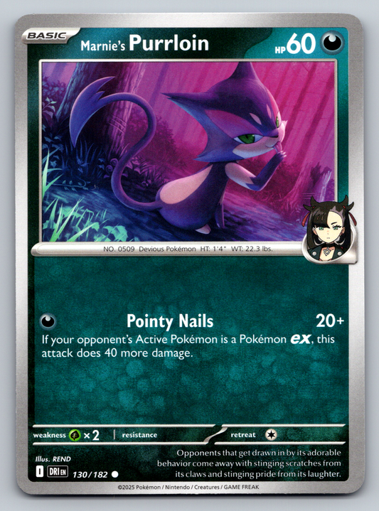Pokémon Trading Card Game Scarlet & Violet Destined Rivals DRI 130/182 Marnie's Purrloin Card