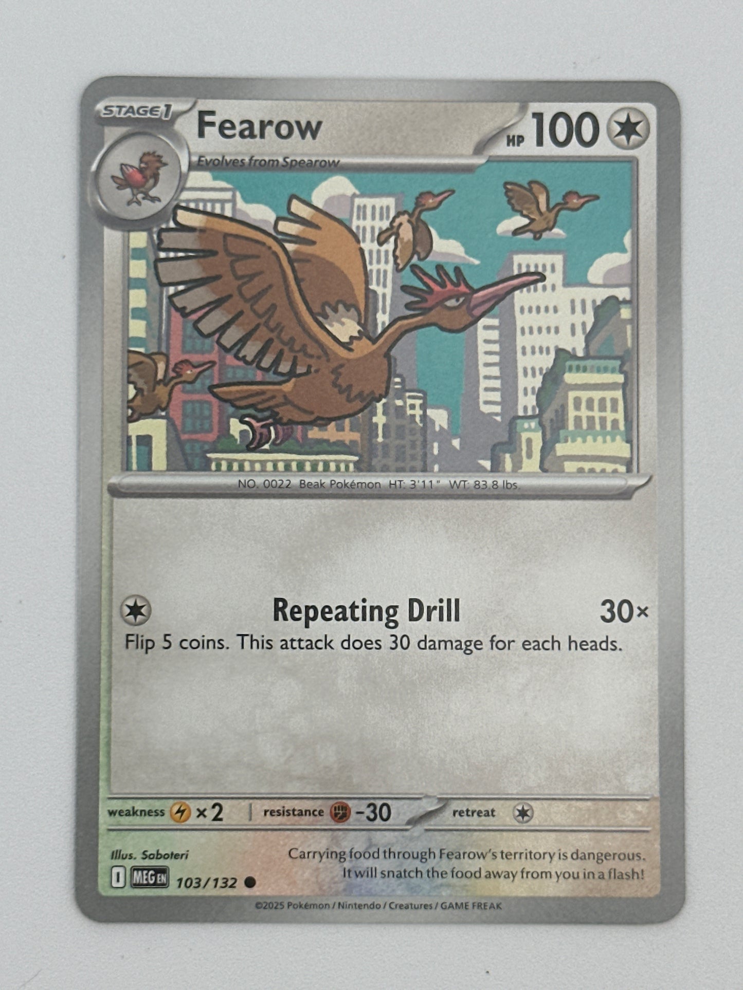 Pokémon Trading Card Game Mega Evolution MEG 103/132 Fearow Base Card