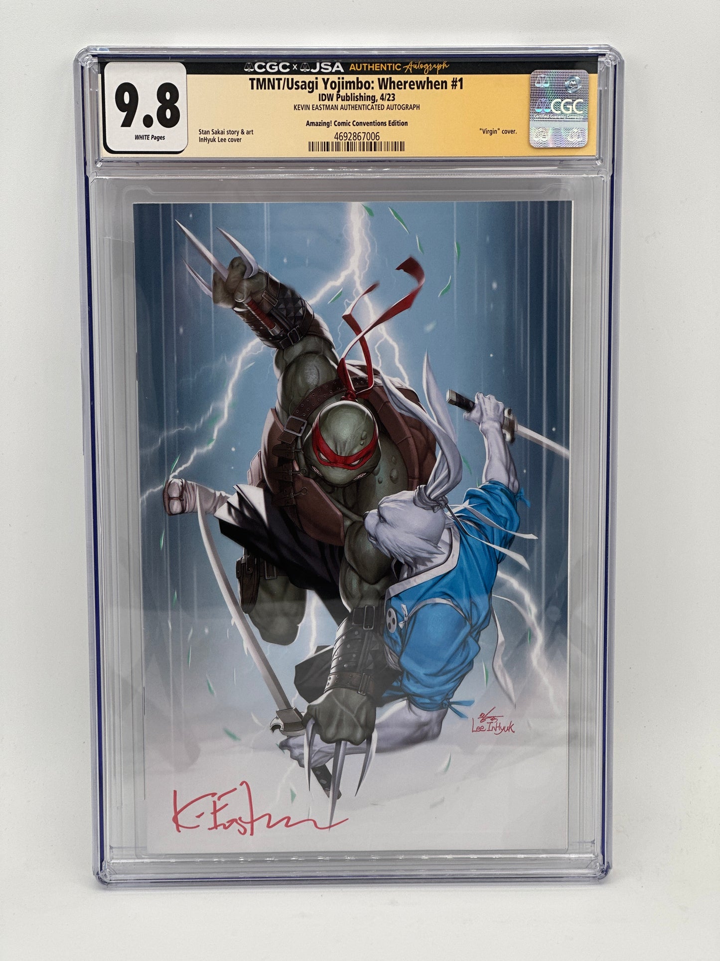TMNT/Usagi Yojimbo: Wherewhen #1 CVR T Signed by Kevin Eastman CGC 9.8