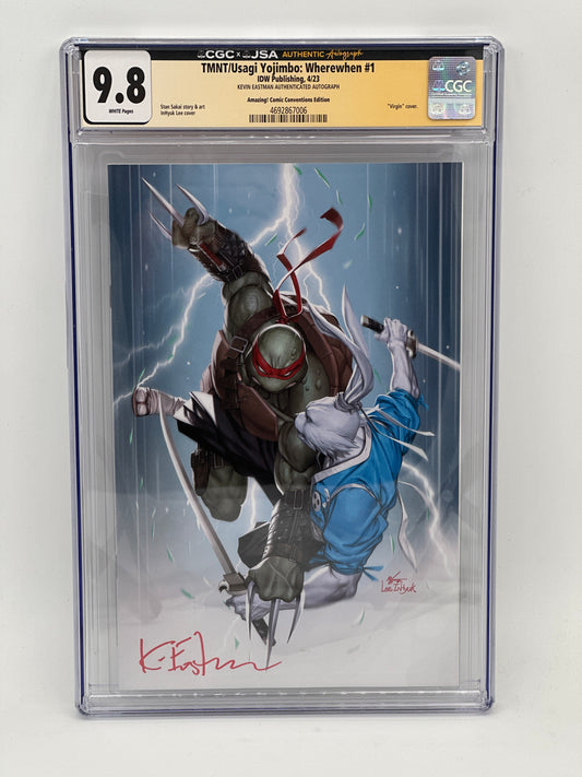 TMNT/Usagi Yojimbo: Wherewhen #1 CVR T Signed by Kevin Eastman CGC 9.8