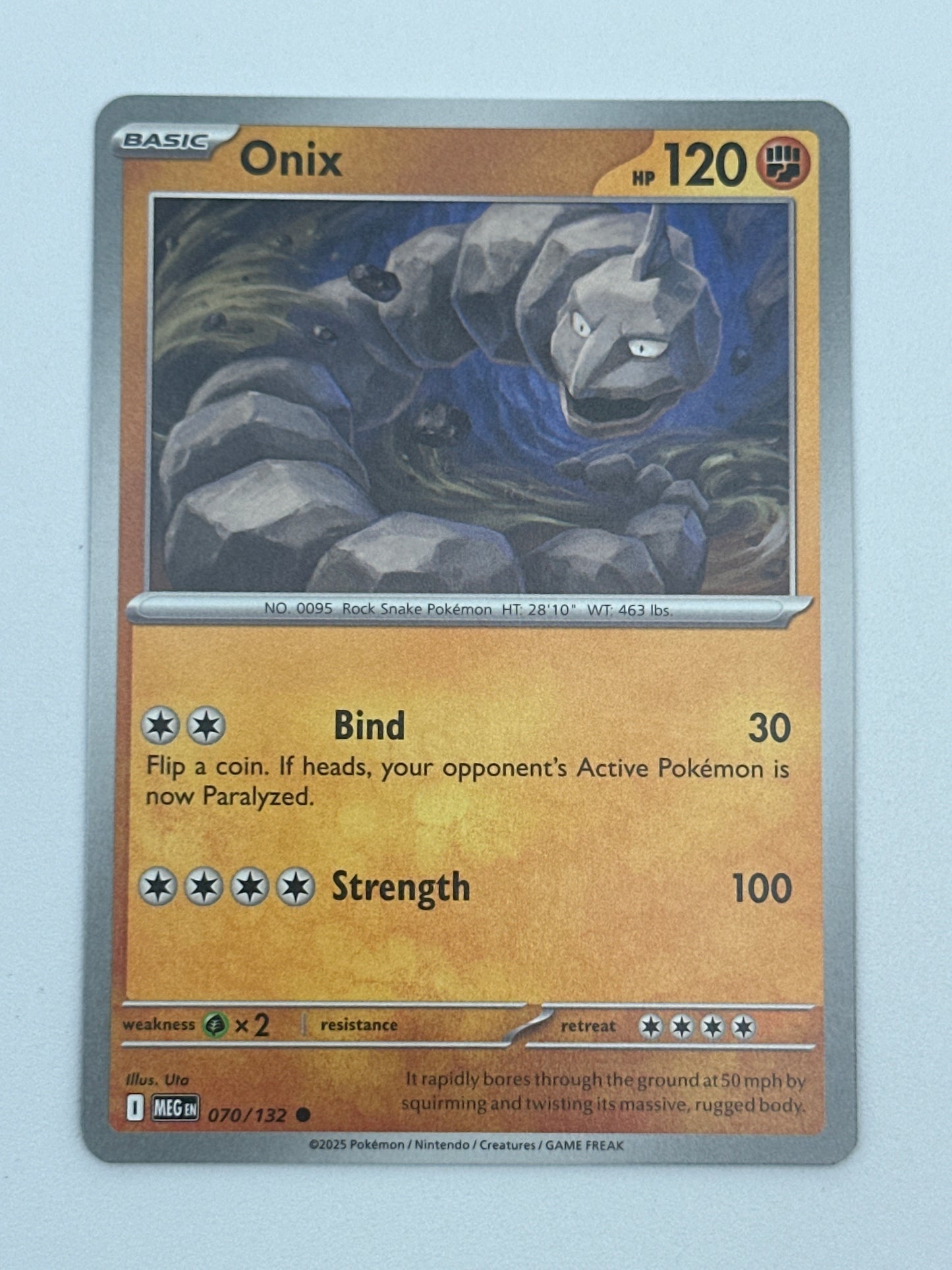 Pokémon Trading Card Game Mega Evolution MEG 070/132 Onix Base Card