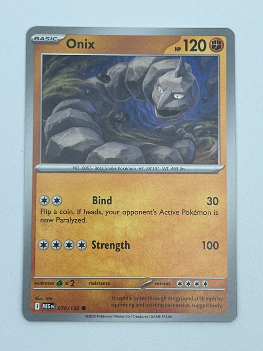 Pokémon Trading Card Game Mega Evolution MEG 070/132 Onix Base Card