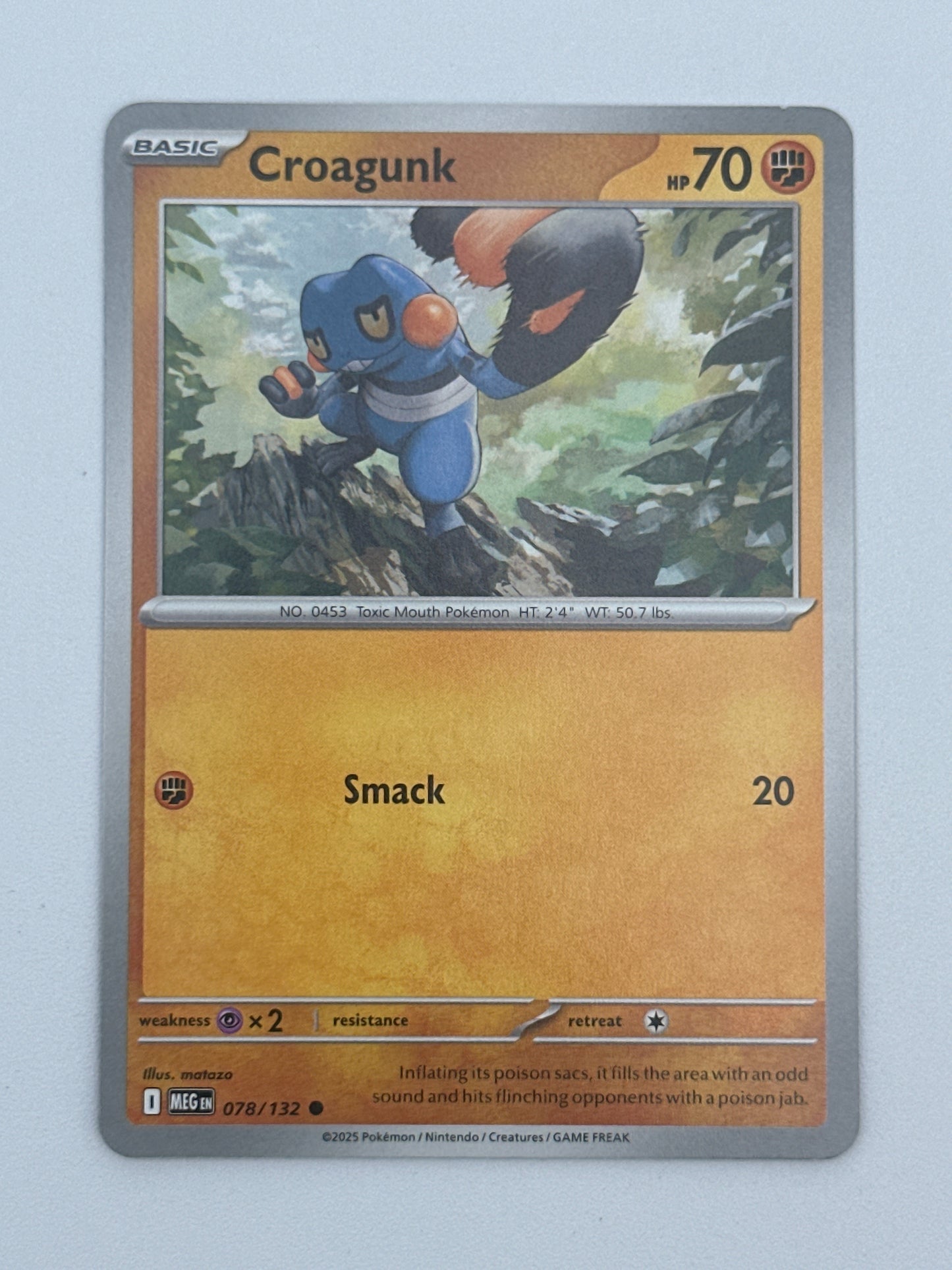 Pokémon Trading Card Game Mega Evolution MEG 078/132 Croagunk Base Card