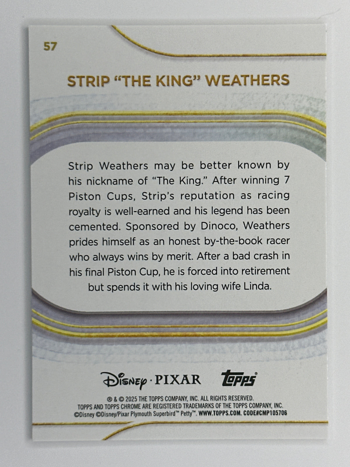 2025 Topps Disney Chrome 057 Strip "The King" Weathers Mini-Diamonds Refractor Card