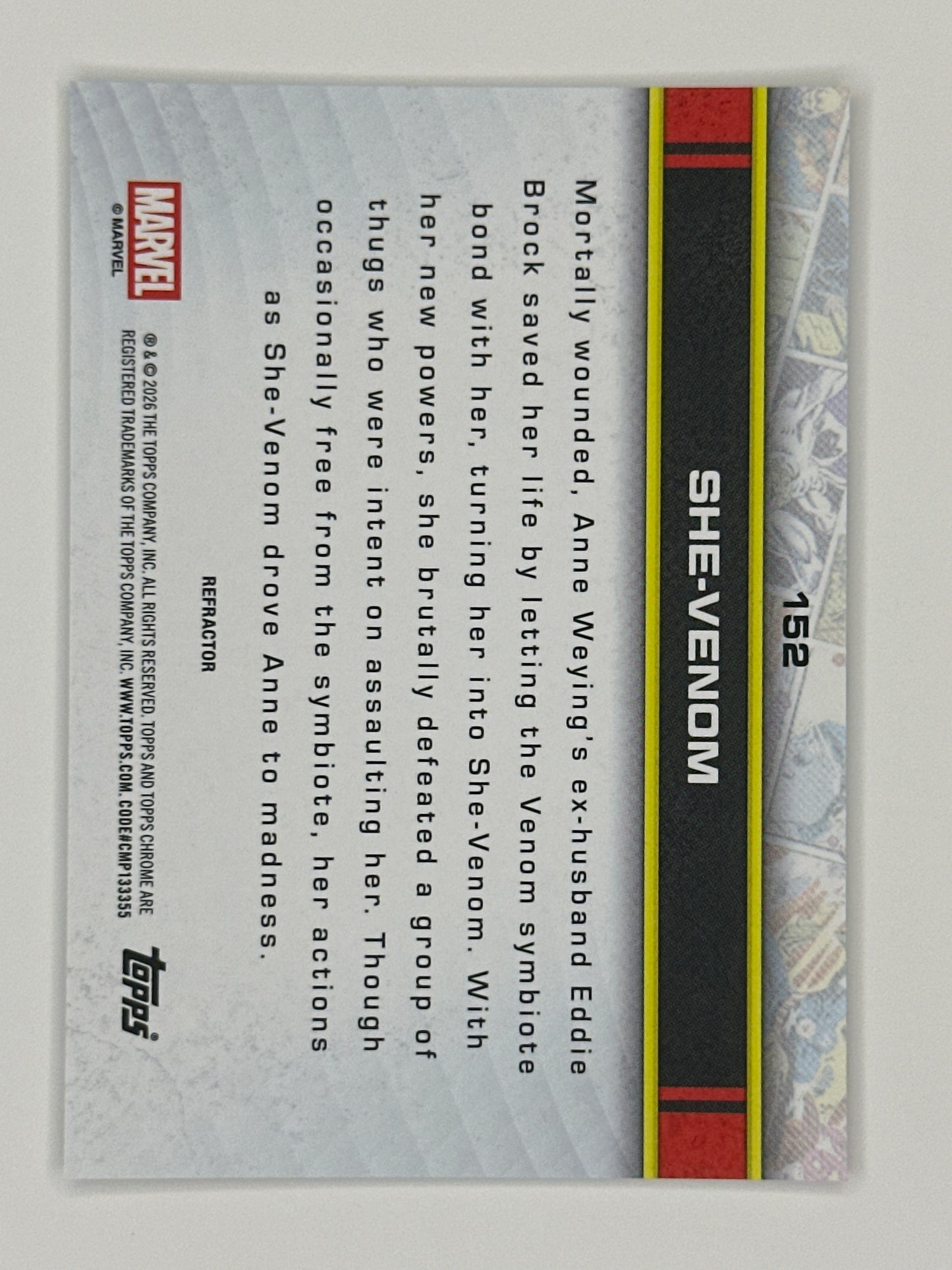2026 Topps Marvel Chrome 152 She-Venom Base Refractor Card