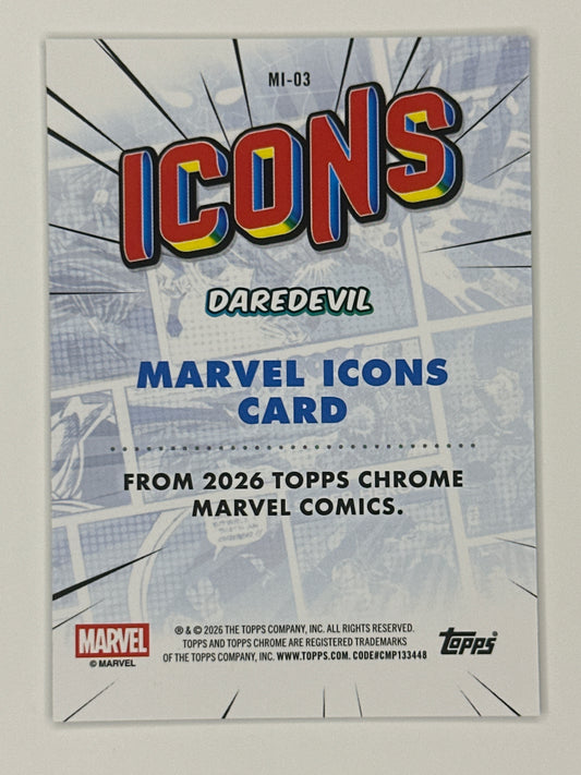 2026 Topps Marvel Chrome MI-03 Daredevil Marvel Icons Refractor Card