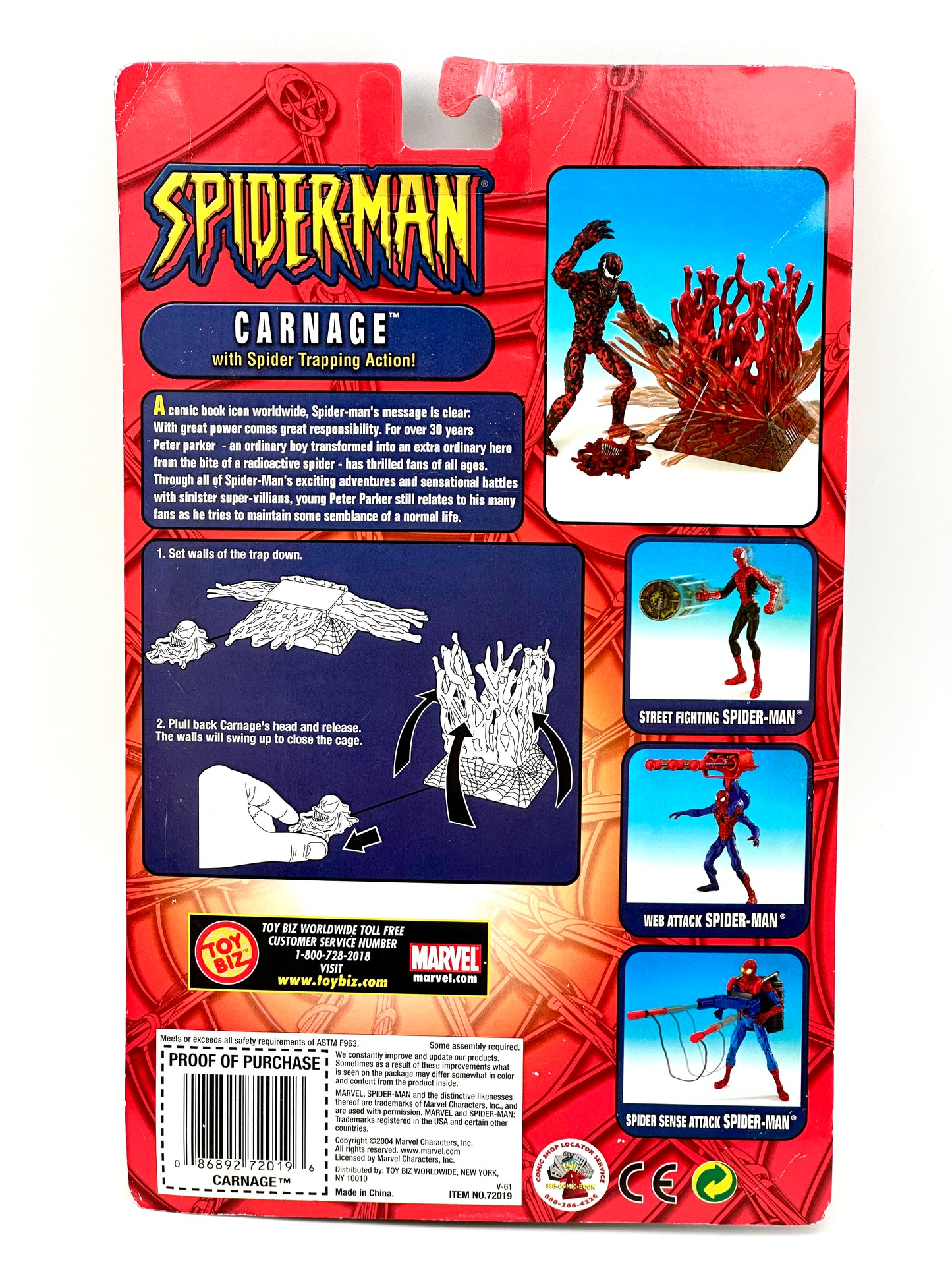 Spider-Man Carnage with Spider Trapping Action Toy Biz Action Figure – 2004 Sealed