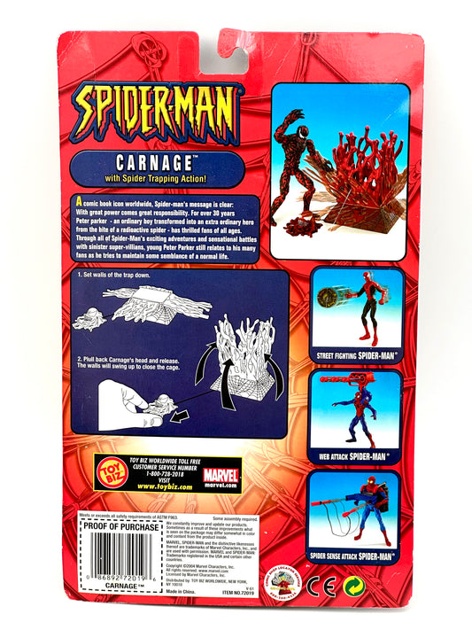 Spider-Man Carnage with Spider Trapping Action Toy Biz Action Figure – 2004 Sealed