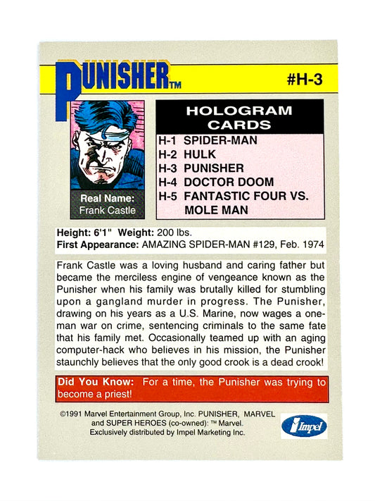 1991 Impel Marvel Universe Series 2 #000H-3 Punisher Hologram