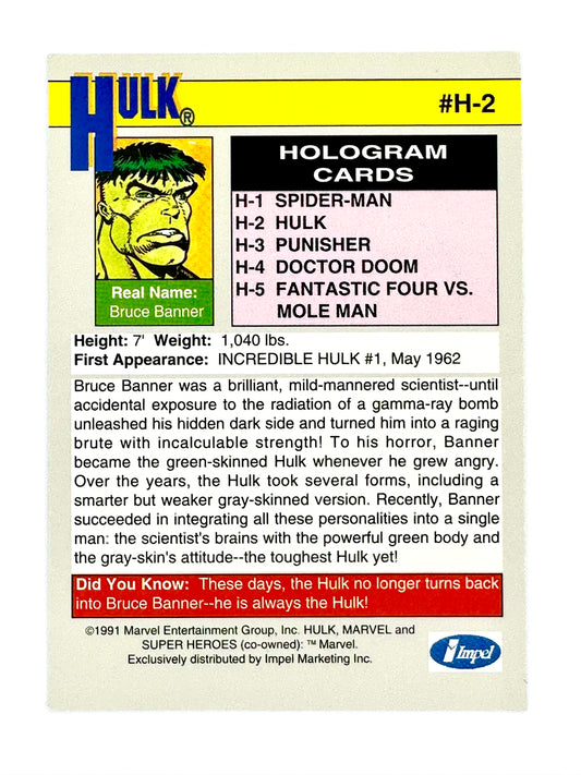 1991 Impel Marvel Universe Series 2 #000H-2 Hulk Hologram