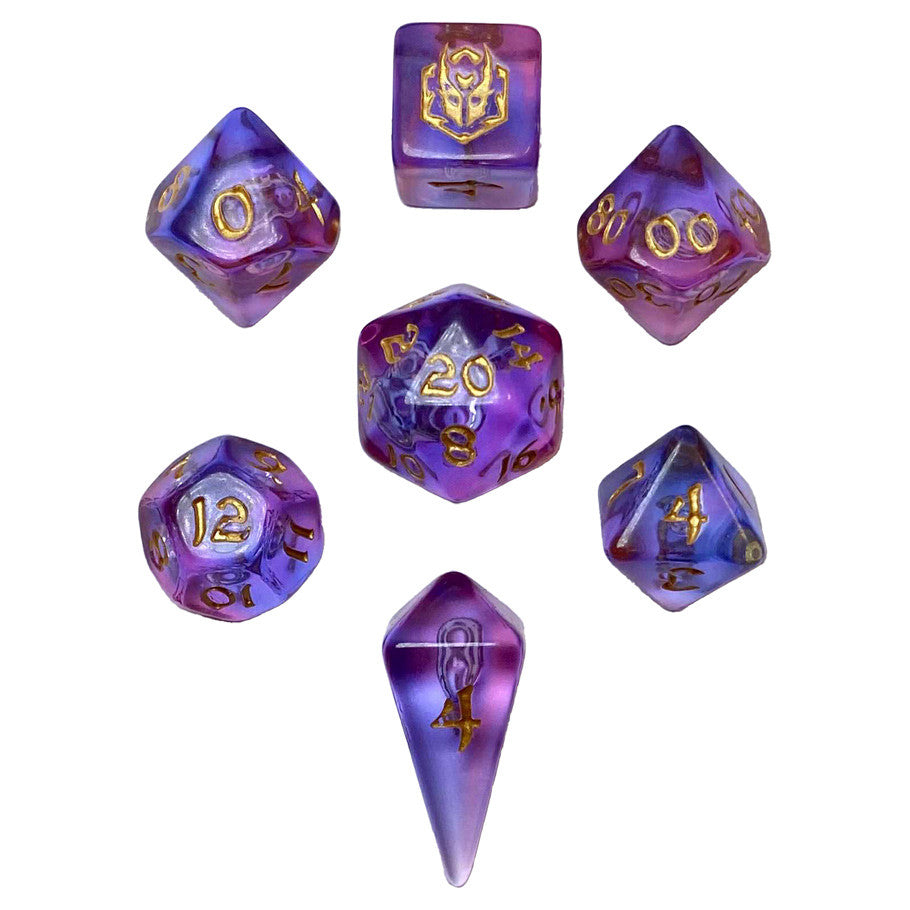 Mini Polymer RPG Dice Set – Unicorn Tears (7-Piece Set)