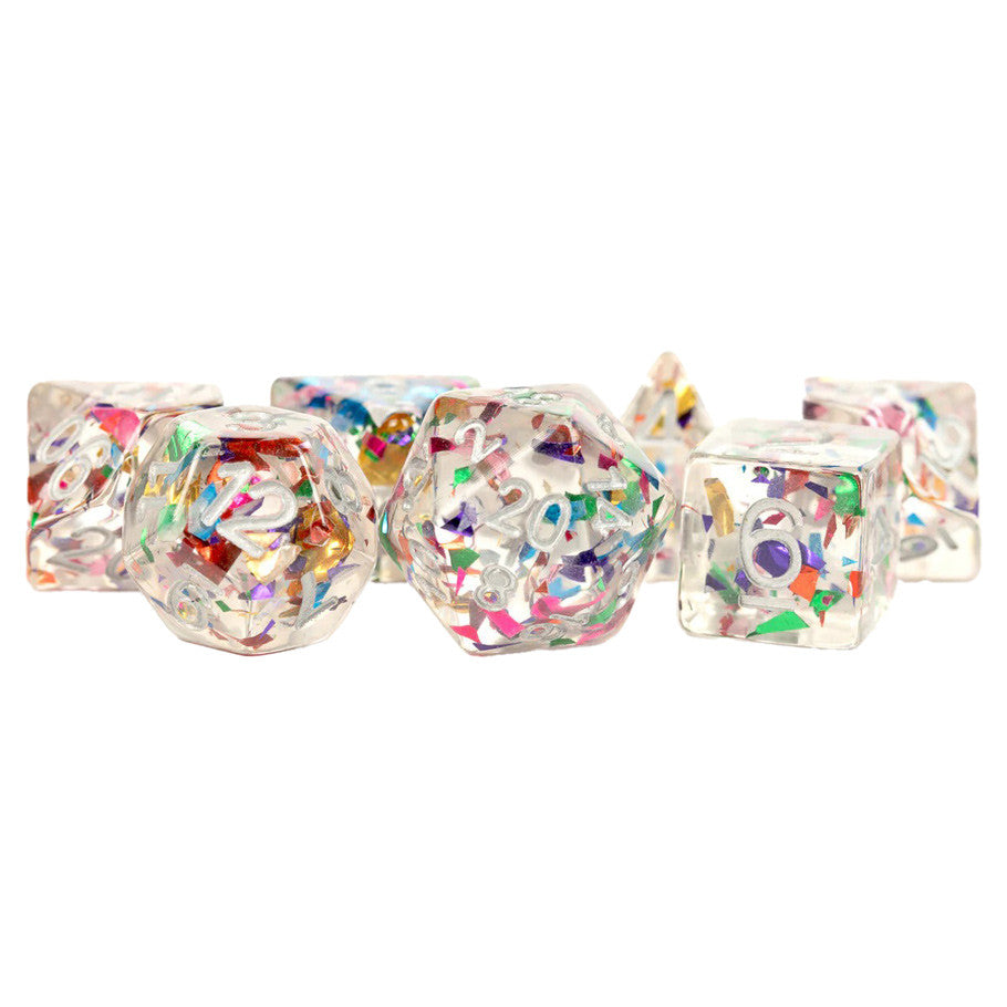 16mm Rainbow Foil Polyhedral RPG Dice Set (7-Piece Set)