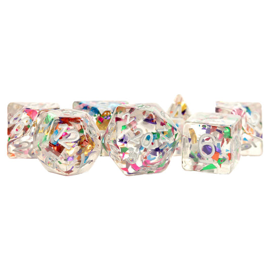 16mm Rainbow Foil Polyhedral RPG Dice Set (7-Piece Set)