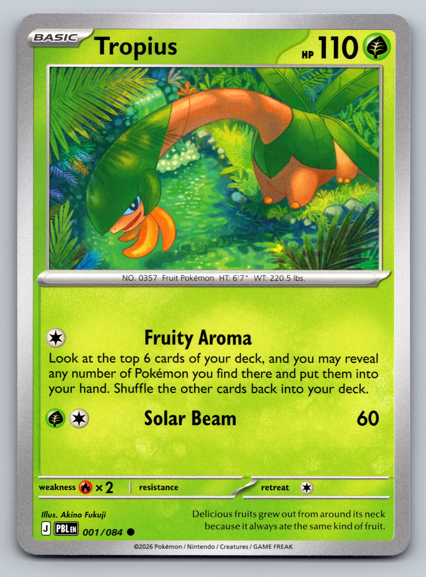 Pokémon Trading Card Game Mega Evolution Pitch Black PBL 001/084 Tropius Card