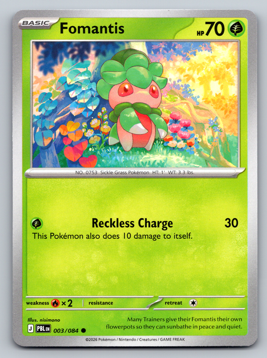 Pokémon Trading Card Game Mega Evolution Pitch Black PBL 003/084 Fomantis Card
