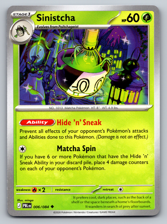 Pokémon Trading Card Game Mega Evolution Pitch Black PBL 006/084 Sinistcha Card