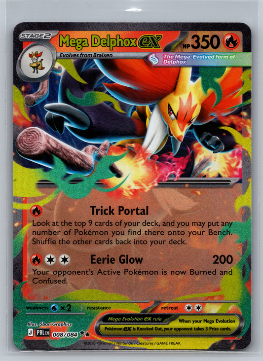 Pokémon Trading Card Game Mega Evolution Pitch Black PBL 008/084 Mega Delphox ex Card